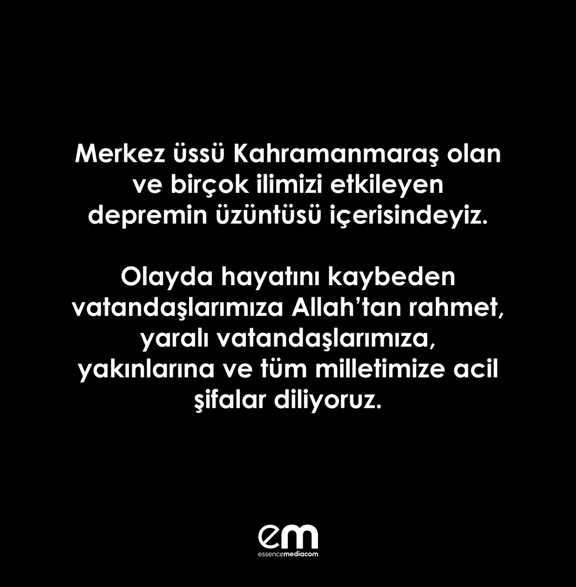 Tüm Türkiye'nin başı sağ olsun.