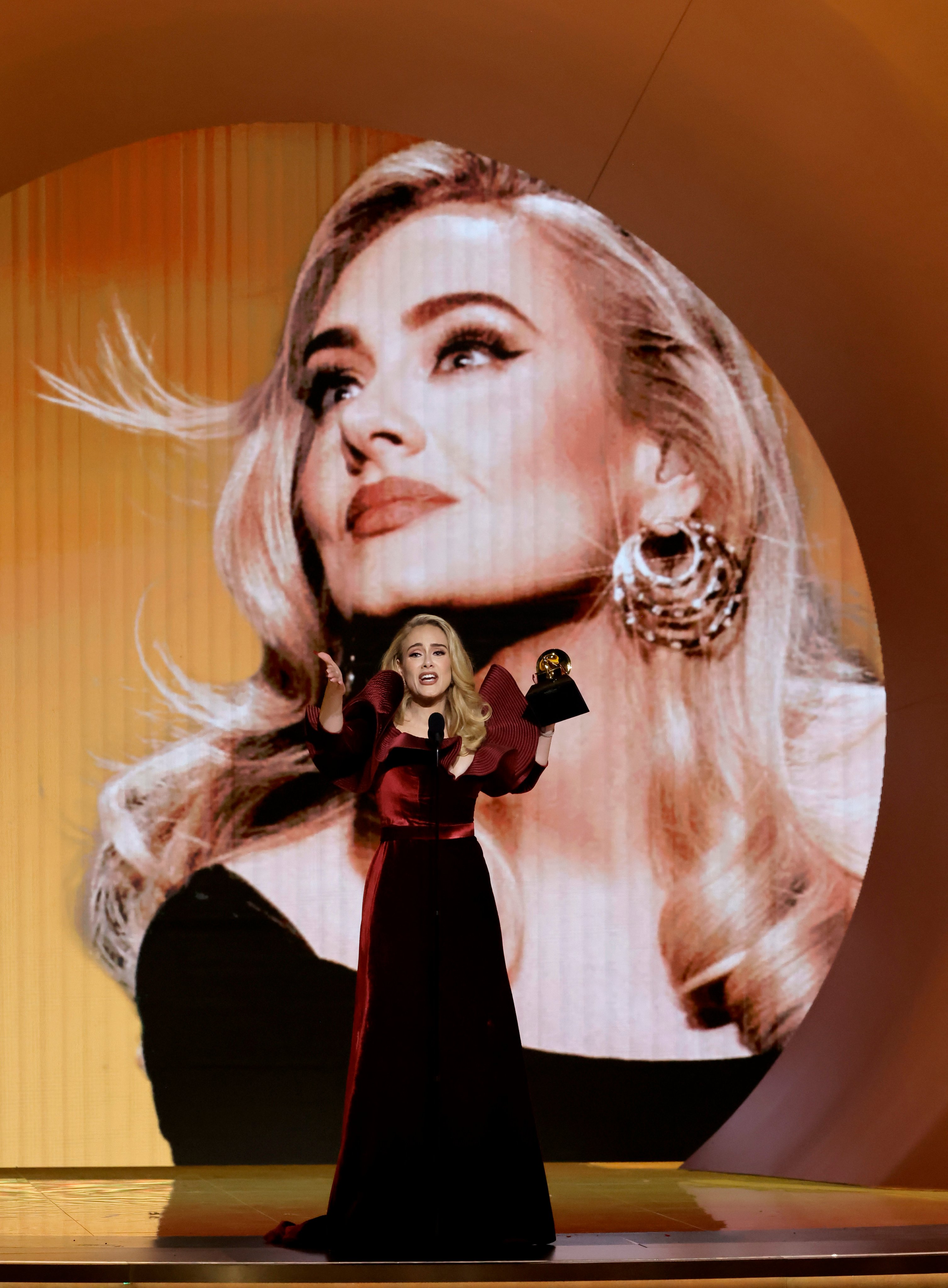 Adele Embraces Old Hollywood in Louis Vuitton at Grammy Awards