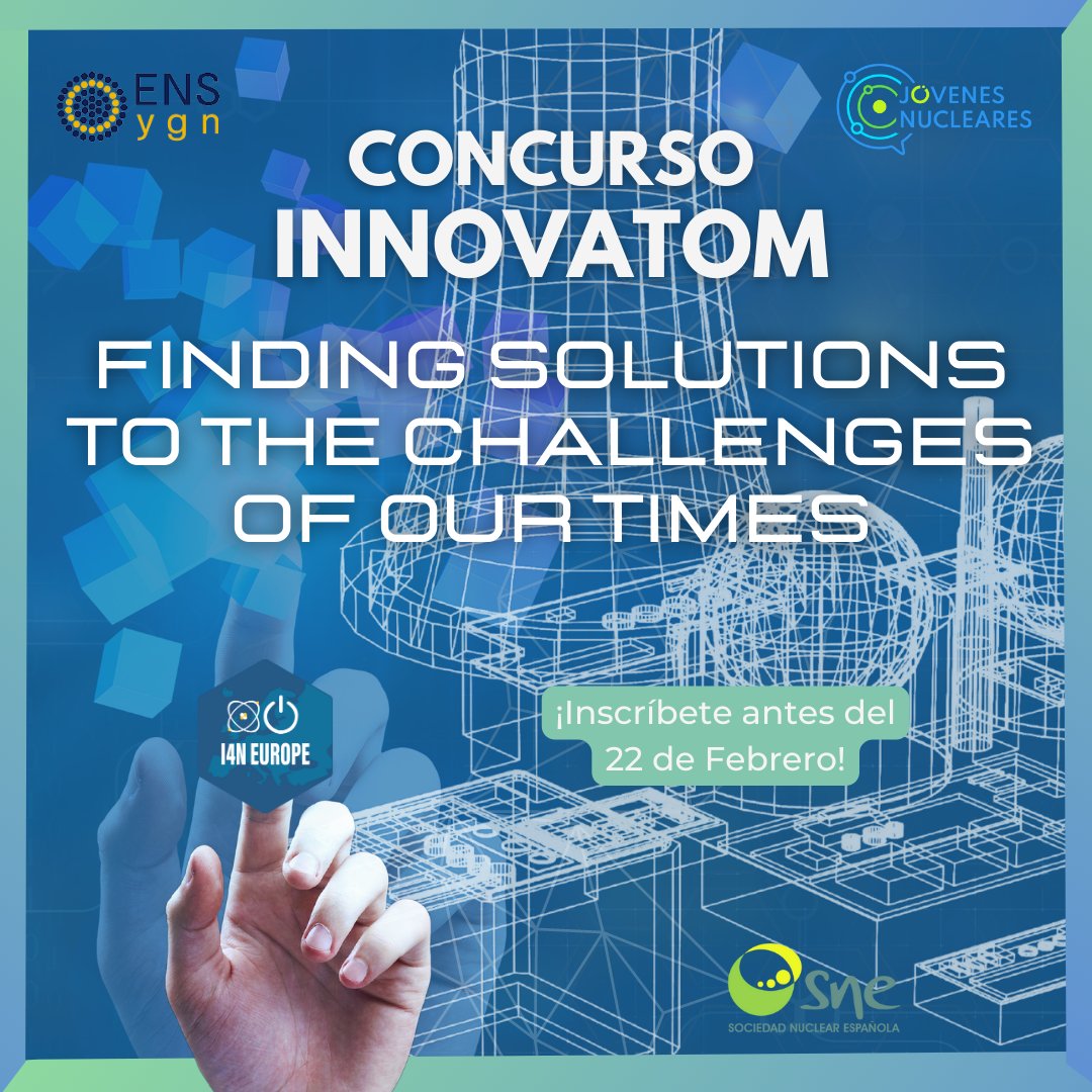SNEu235's tweet photo. 📢La Comisión de Empleo de la #SNE, junto a @jjnucleares, lanzan la 1ª edición de #INNOVATOM, el concurso que premia el talento 🧠 y la creatividad 💡 en el uso de la #EnergíaNuclear ⚛. Una puerta abierta a nuevas oportunidades. Info e inscripciones: 👉https://t.co/A2UPJgVevy https://t.co/2nWGb60jdT