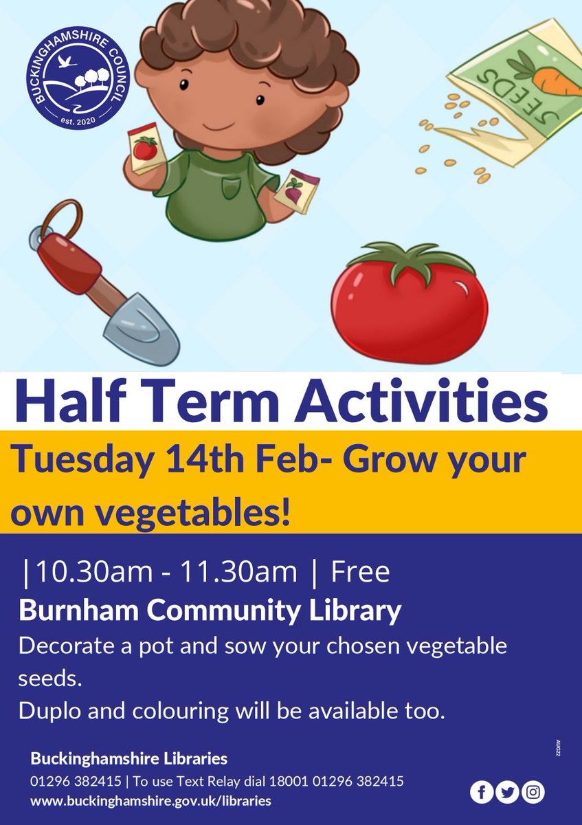 Keep them busy with fun half term activities at Burnham Library.  For more information click here friendsofburnhamlibrary.org/2023-events.ht…