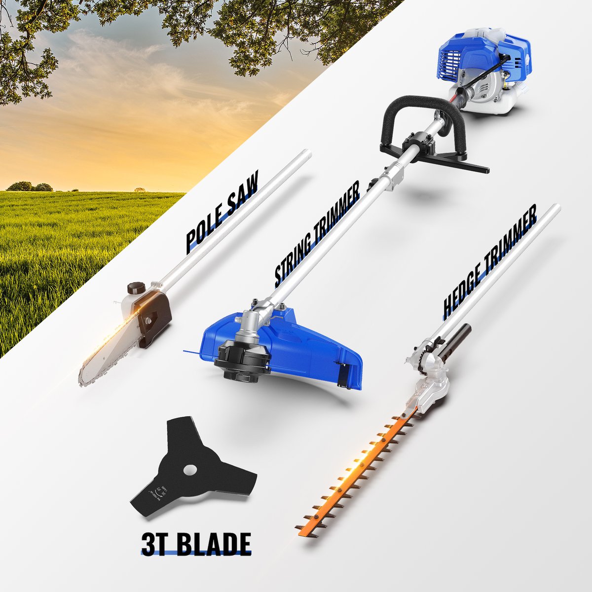 WildBadgerPower's tweet image. Powered by a 26CC, 2-cycle, full-crank engine, Wild Badger's 4-in-1 Multi-Tool is designed for reliability. Completely take care of any and all of your outdoor needs!
Check more details👉bit.ly/3X50jKA
#wildbadgerpower #stringtrimmer #polesaw #hedgetrimmer #cutterblade