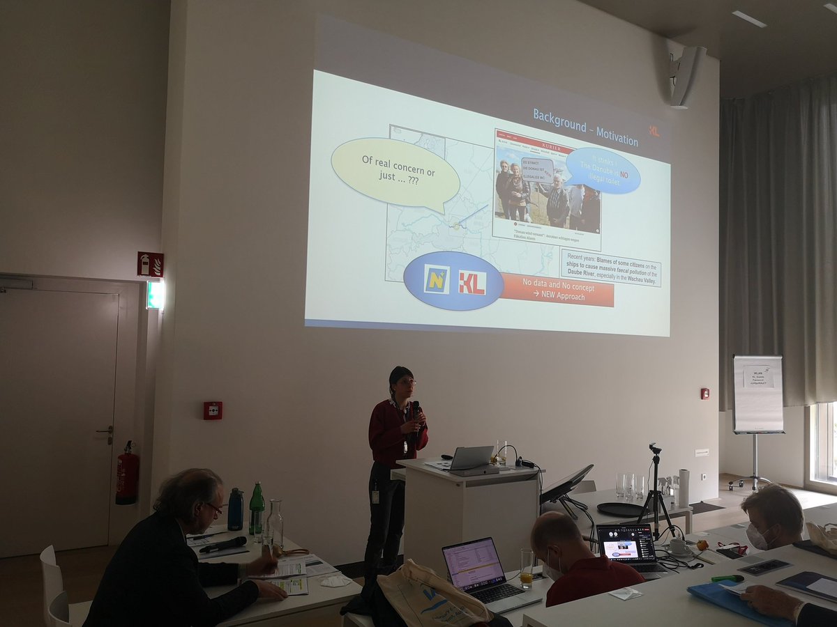 44th #IAD conference - Talk by Sophia Steinbacher (@KLKrems, <a href="/YWPAustria/">YWPAustria</a>) on "A new #monitoring data driven approach to evaluate the impact of ships on the faecal #pollution level of the #Danube River in Lower Austria"