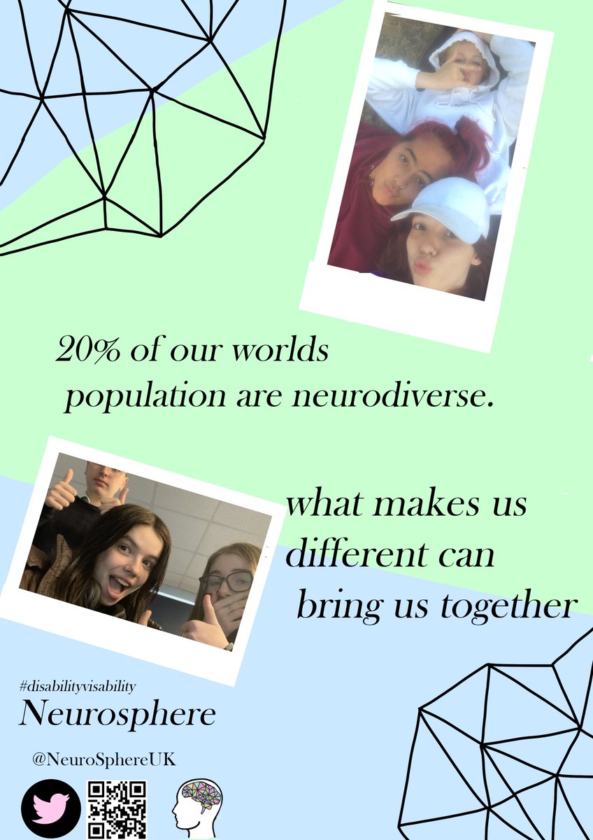 NeuroSphereUK's tweet photo. Good morning everyone! here is our official poster release. if you scan the QR code it will take you to a playlist of different neurodiverse conditions and what they are! #disabilityvisability #neurotohero https://t.co/VmyNpKDSfW