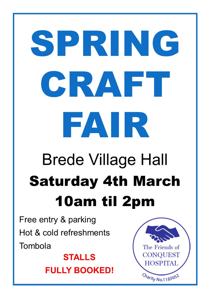 We've completely sold out of stallholder space for our Spring Craft Fair! We're very grateful to the fantastic ladies from Brede WI, who will be looking after refreshments on the day. Professional harpist Fiona Hosford is generously giving up her time to perform during the event.