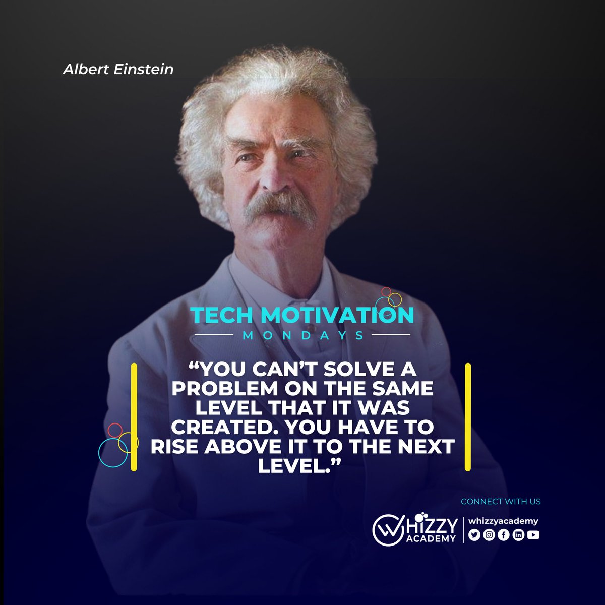 WhizzyAcademy's tweet photo. This week, rise to another level and overcome your problem. you have the ability to solve any problem you are facing #motivationmonday
Like the post, if you are inspired
share to motivate others
#whizzyacademy #motivationalquote #quote
#digitaltraining #weekstarts https://t.co/JY1oHm1gkN
