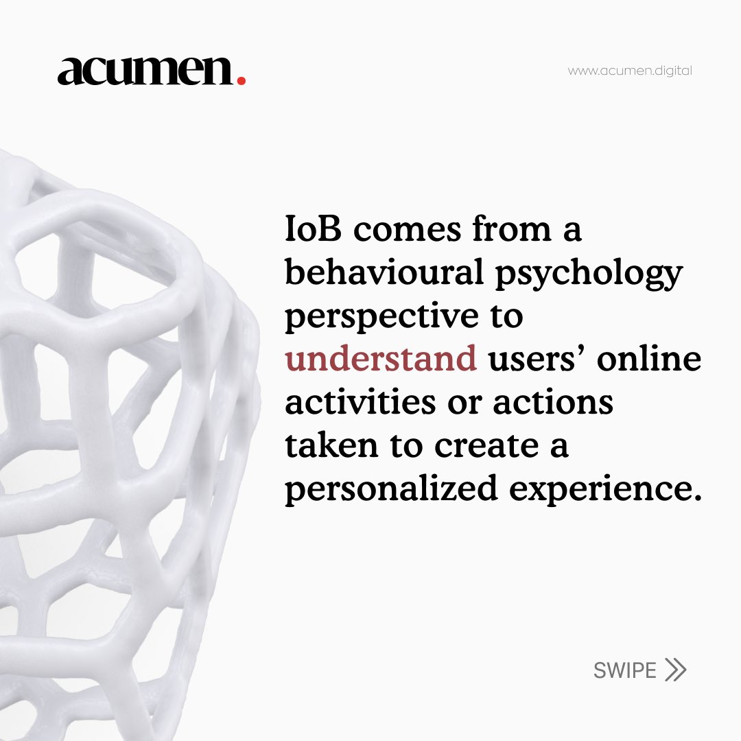 AcumenDigital_'s tweet photo. A thread: Discovering the power of #internetofbehaviour and how it’s changing the way we interact and live. IoB is where technology and human behaviours intersect.
Here are a few examples of IoB applications:
-Wearable fitness trackers and smartwatches, smart home devices… https://t.co/XbA8k1KK44