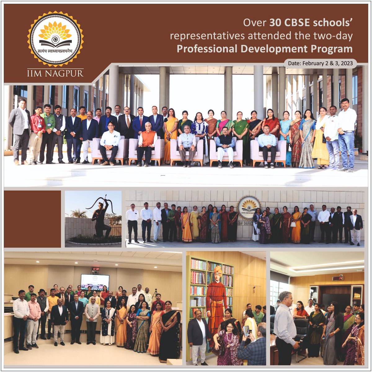 IIMNagpurIndia's tweet image. The #Professional #DevelopmentProgram for Principals of #CBSESchools was inaugurated by Dr. Bhimaraya Metri, Director IIM Nagpur, on February 2. The #development #program was organized following the #MinistryofEducation’s recognition of #IIMNagpur as an Institute of eminence.