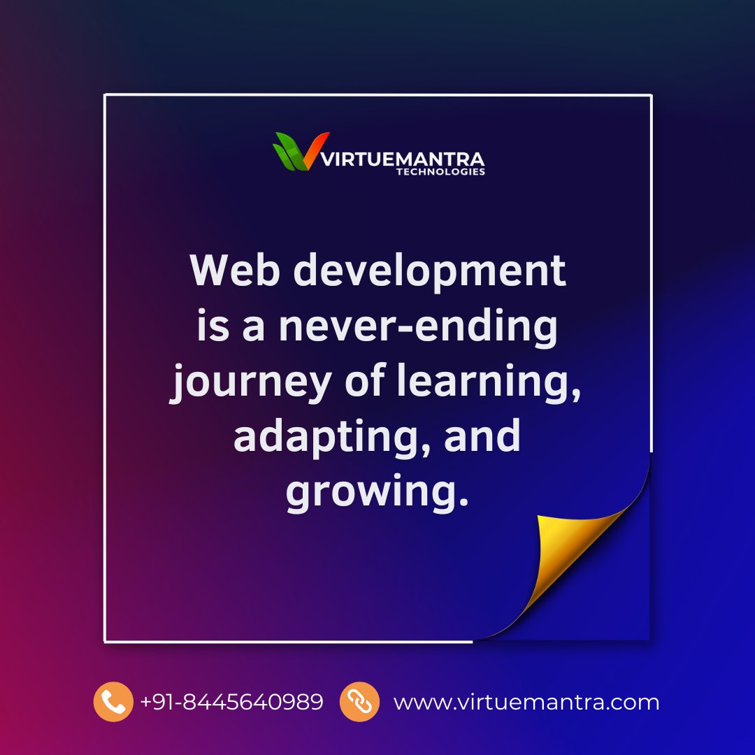 virtuemantra's tweet photo. Web development is a never-ending journey of learning, adapting, and growing.

#webdevelopment #designingmagician #designerslife #motivationalquotes #designquotes https://t.co/UjhT895U7m
