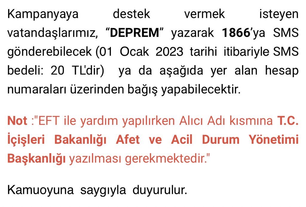 Afetzede yurttaşlarımıza AFAD tarafından Kahramanmaraş depremi için oluşturulmuş yardım kampanyasının linkini paylaşmakta fayda görüyoruz. Herkese çok geçmiş olsun🙏🏼
afad.gov.tr/depremkampanya…