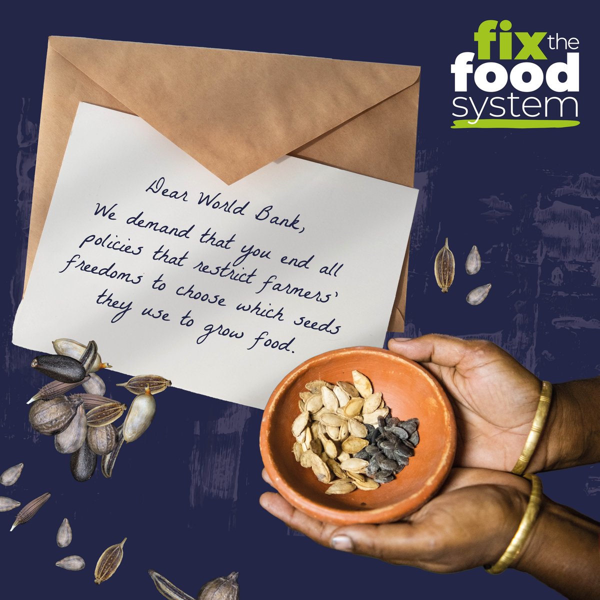 CAFOD's tweet photo. Today is the first day of #SeedWeek. 🌱 

Seeds mean life and feed us all but are increasingly finding themselves in the hands of just a few powerful corporations. 

Tell the World Bank to stop the corporate seed grab ⤵️ 
https://t.co/bmMdm5R4Tr

#SeedSovereignity https://t.co/xB65Hz3YSo