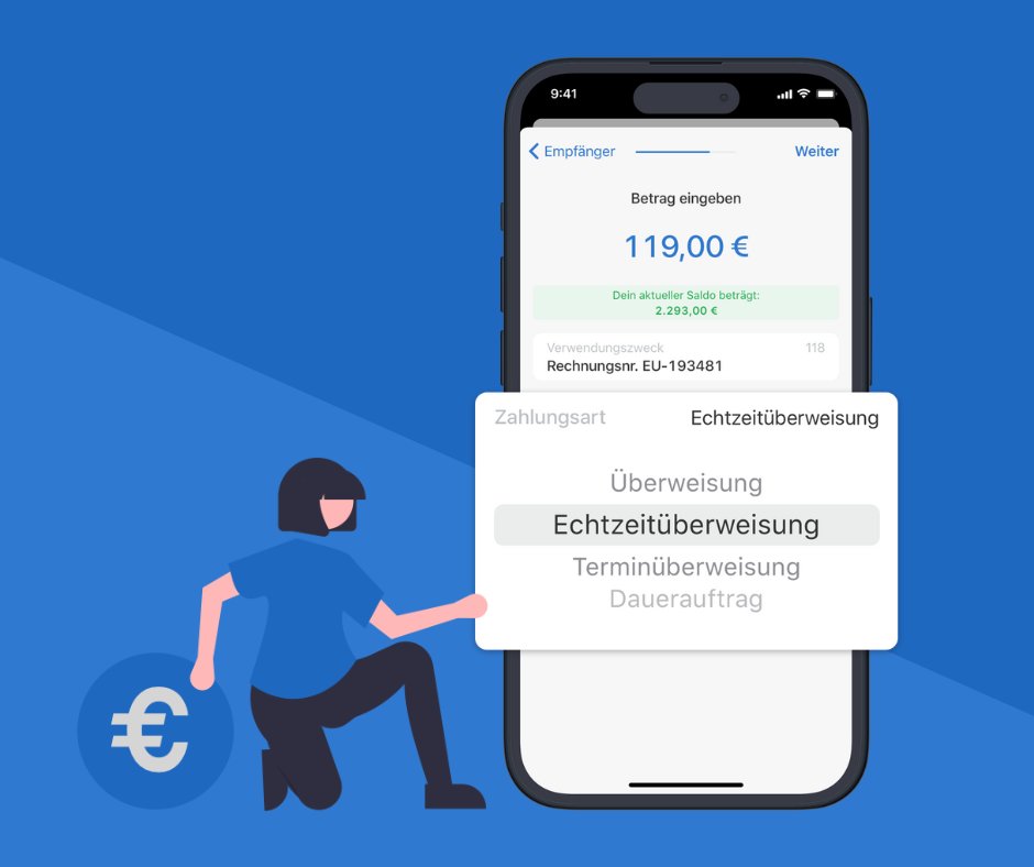 Outbank's tweet photo. NEU in Version 3.6.0: Sofern deine Bank die Funktion für deine Konten per FinTS-Schnittstelle anbietet, kannst du nach dem heutigen Update auch über die #OutbankApp Echtzeitüberweisungen tätigen.
Schnell updaten📲
https://t.co/yEZ315fAMt
#instantpayment #echtzeitüberweisung https://t.co/MEY4vIgewT