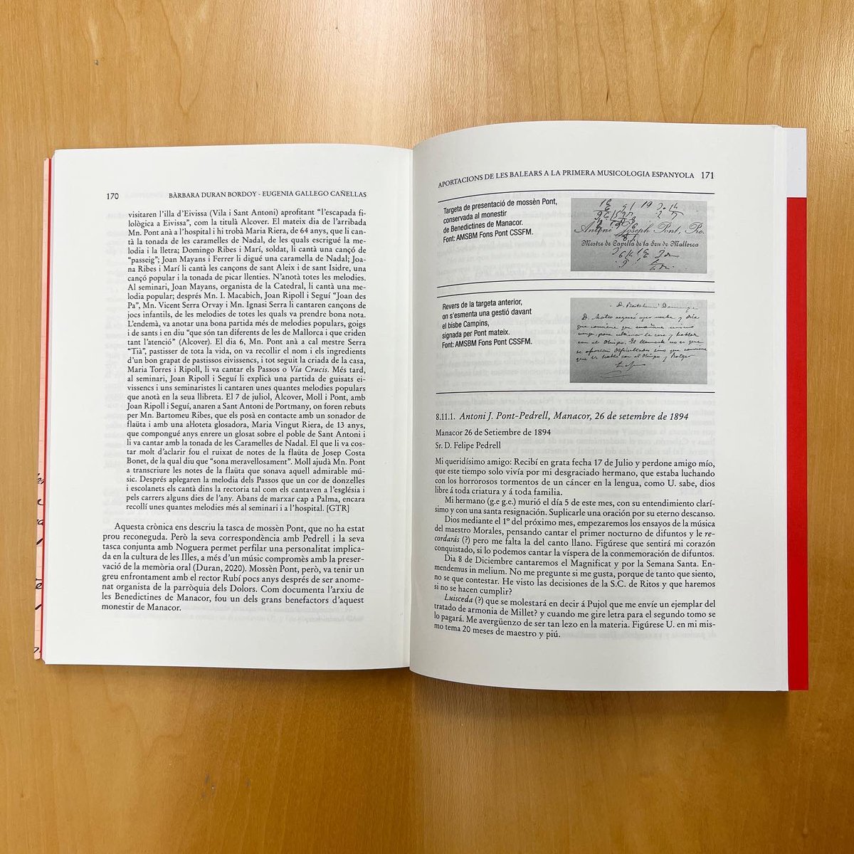 El #dillunsllegim “Aportacions de les Balears a la primera musicologia espanyola”, de Bàrbara Duran i Eugenia Gallego, publicat per <a href="/PublAMontserrat/">Publicacions de l'Abadia de Montserrat</a> amb fons de la <a href="/BiblioCatalunya/">Biblioteca de Catalunya</a>, que exposa la correspondència de Felip Pedrell amb músics…