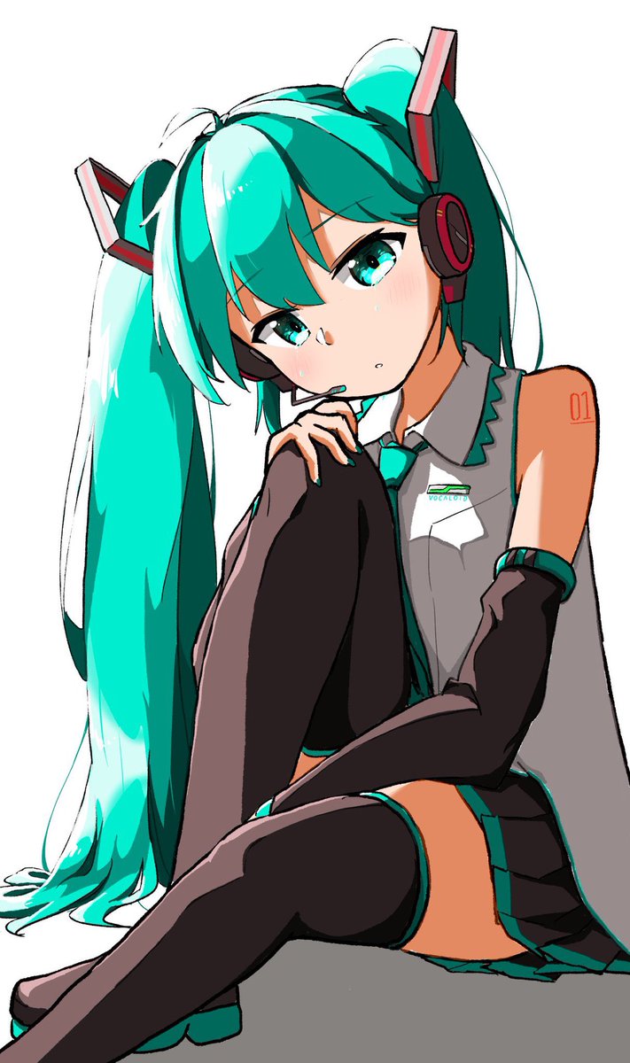 hatsune miku 1girl solo long hair twintails thighhighs skirt necktie  illustration images