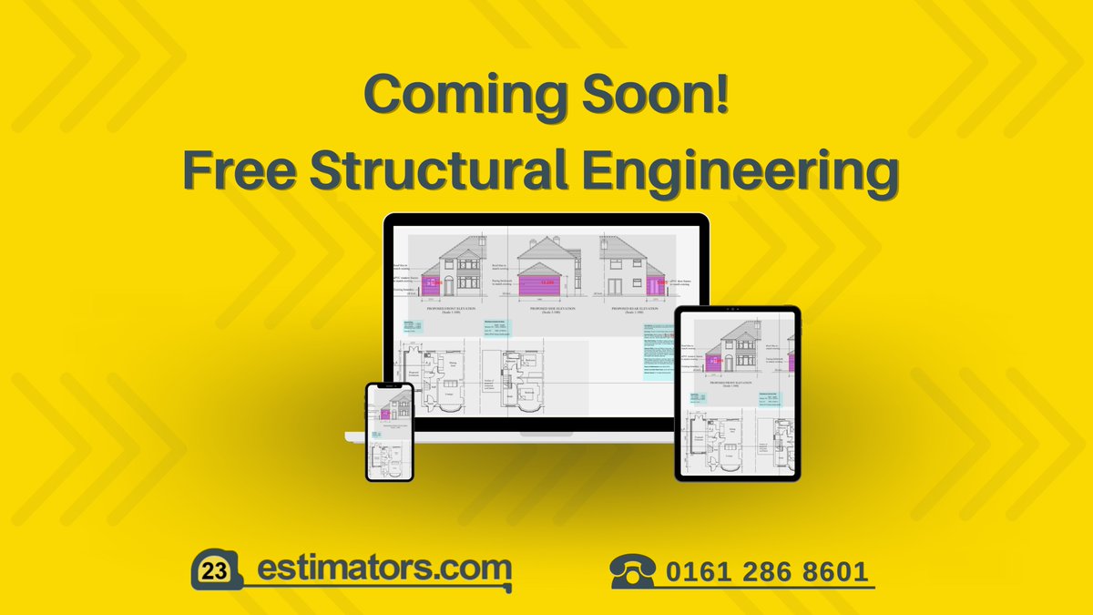 Coming soon!

New features included in all estimates:

• Free Structural Calculations 
• Heat Loss Calculations
• Radiator Schedules
• UFH Design 
• Drainage Design &amp; Schedule
• Lintel Schedule
• Window &amp; Door Configurator 
• Lantern &amp; Flat Roof Configurator