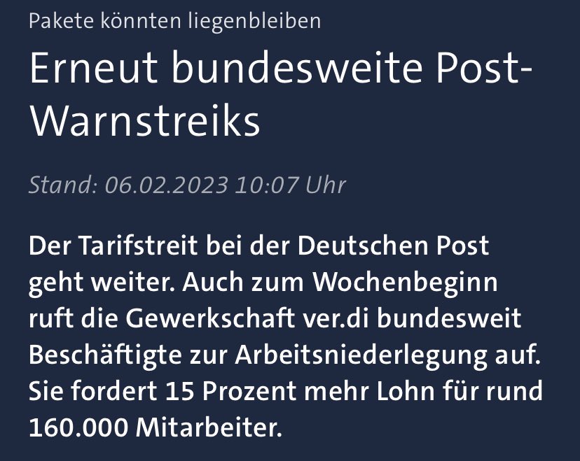 Ein Milliarden- &amp; Rekordgewinn bei der Post - da werden 15% mehr Lohn schon drin sein!

✊ Solidarität mit den Streikenden ✊