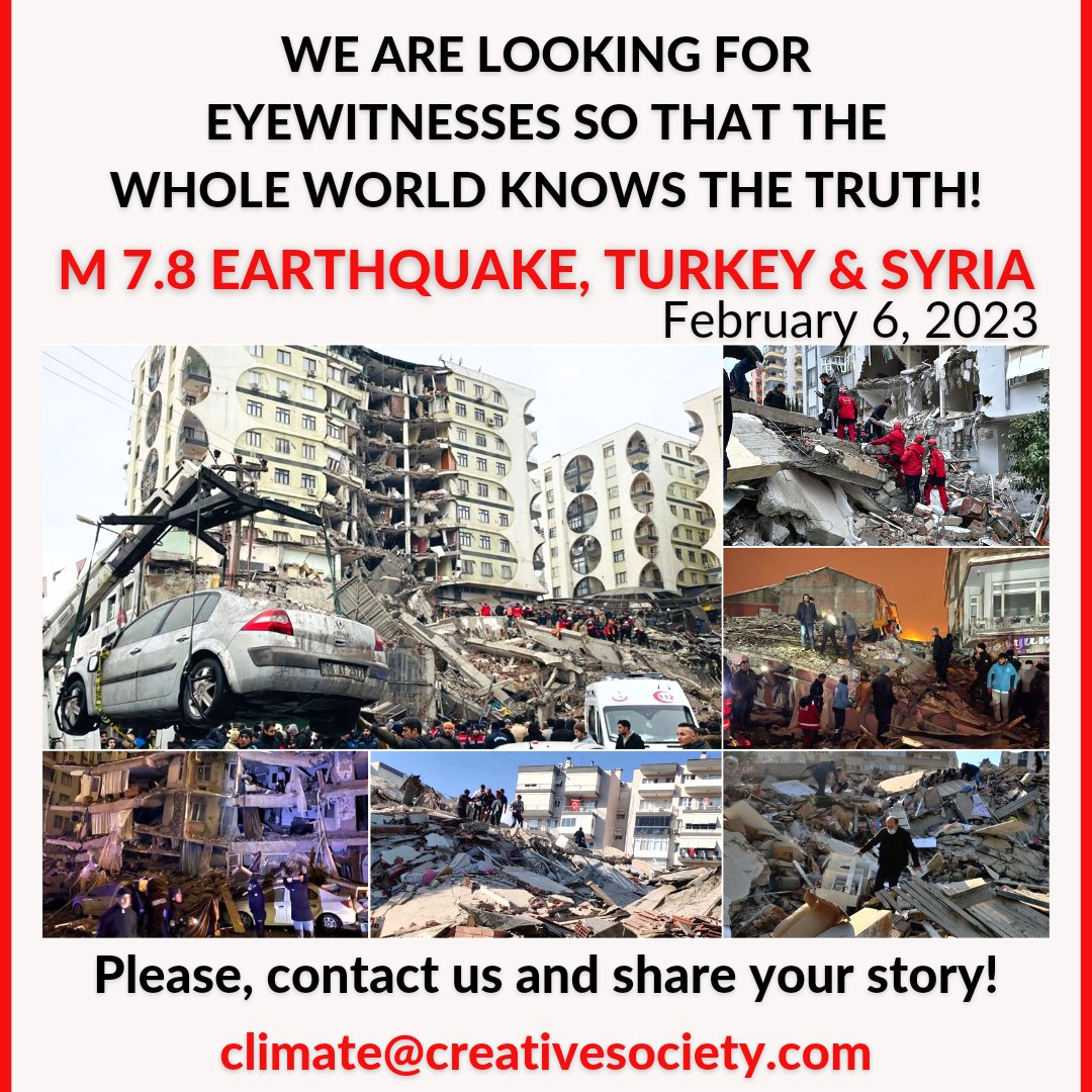 climat_change's tweet photo. ‼️A powerful M 7.8 #earthquake hit southeast #Turkey &amp; northwest #Syria early on Monday, toppling buildings &amp; leaving at least 800 dead with the toll expected to rise. Pls, witnesses, share your story! #CreativeSociety | #TurkeyEarthquake #quake #sismo #Terremoto #deprem #climate https://t.co/6LigVokwVW