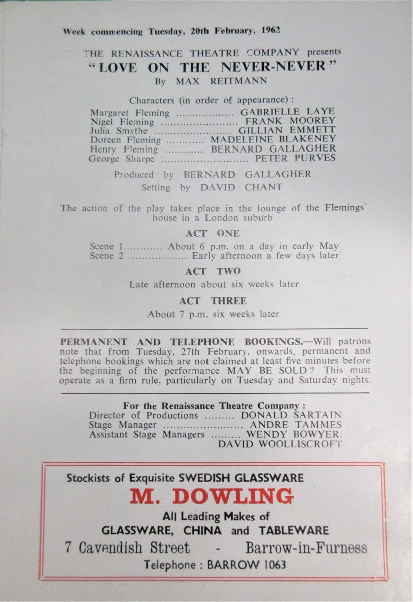 CumbriaArchives's tweet photo. Renaissance Theatre Company put on lots of plays in Barrow about love in the 1950s and 1960s. Would love to know who the Dodos were. Did they use the same set for all the plays as they all took place in a room somewhere in England?
#EYALove  #HBAHLove https://t.co/RTW527aK1Y