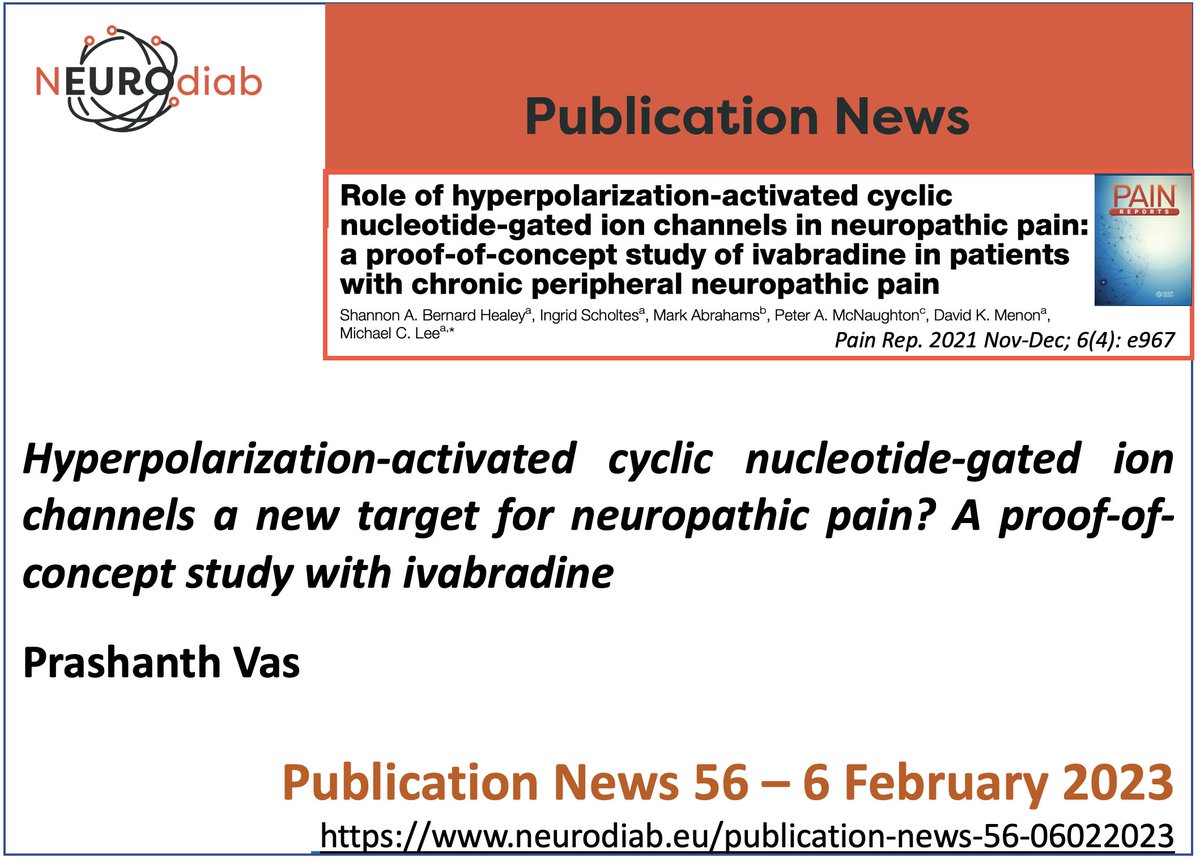 Hyperpolarization-activated cyclic nucleotide-gated ion channels a new target for #neuropathicpain? A proof-of-concept study with ivabradine 
On neurodiab.eu the 56th Publication News by Prashanth Vas 
(neurodiab.eu/publication-ne…)