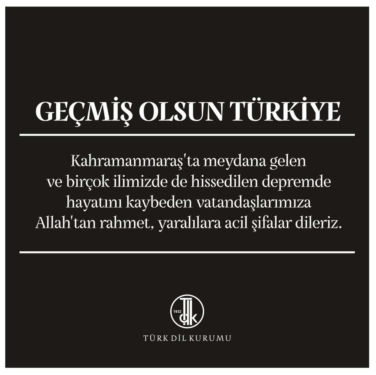 Geçmiş olsun Türkiye. 🇹🇷