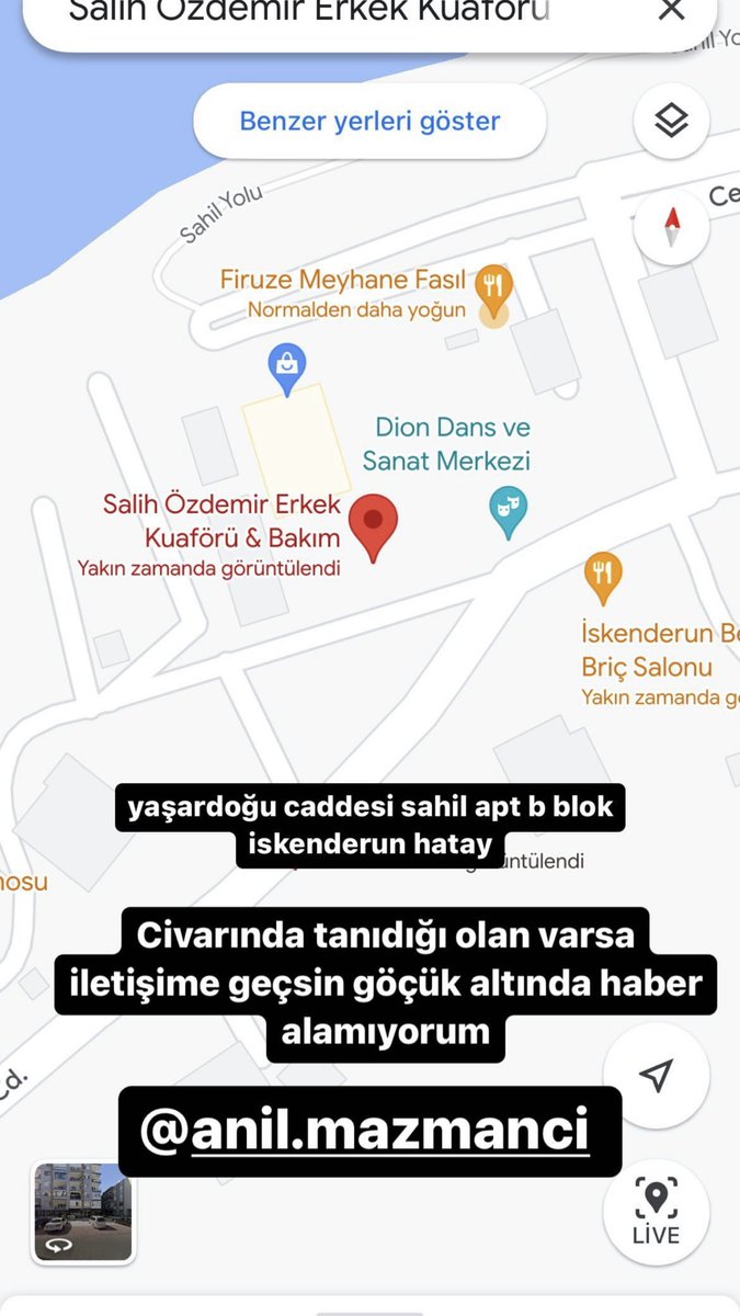 Hatay İskenderun yaşardoğu caddesi sahil apartmanı b blokta yaşayan arkadaşımız ve ailesine ulaşamıyoruz. <a href="/AFADBaskanlik/">AFAD</a> <a href="/anilmazmanci/">Anıl Mazmancı</a>
