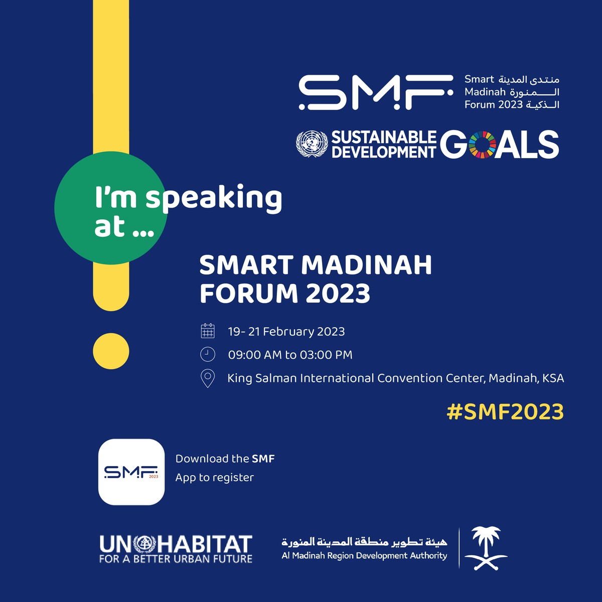 I am excited to have been invited to speak at the Smart Madinah Forum 2023 🌆, organised by <a href="/UNHABITAT/">UN-Habitat</a> and the <a href="/MadinaAuthority/">هيئة تطوير منطقة المدينة</a> in less than two weeks! It's the first time I am travelling 🚀 to Saudi Arabia and I am very curious to learn more about local culture and customs.