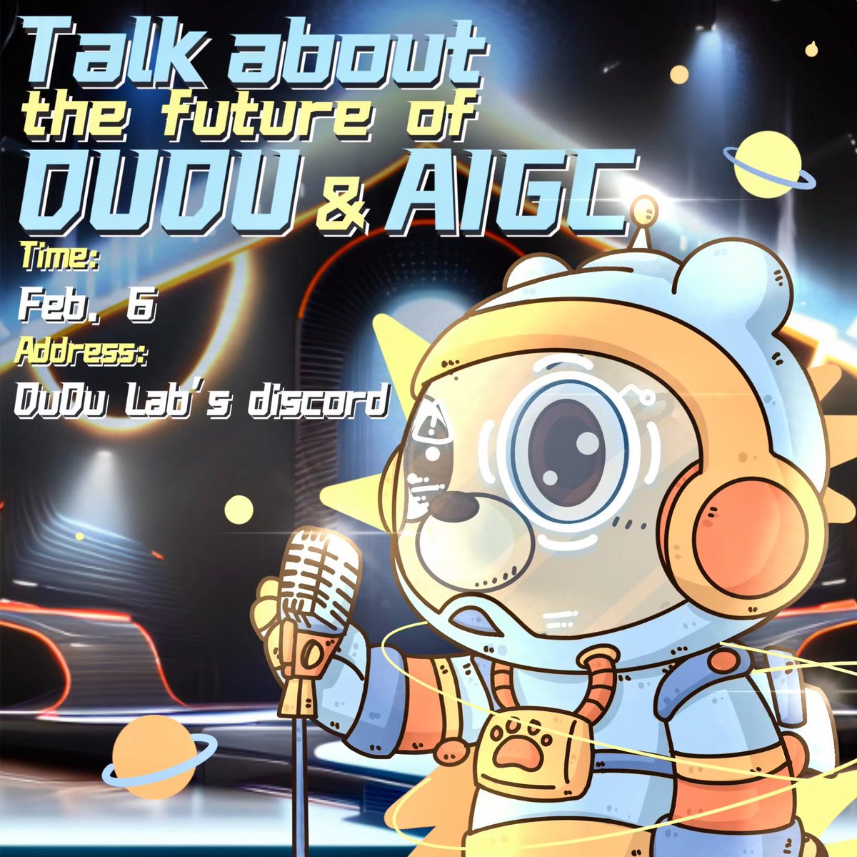 dudulabNFT's tweet photo. Guys! This is DUDU!🐻

A new year with new beginnings!🏮

Look, the stage behind me is generated by AI!🖼️

Later I'll talk to you about the future of DUDU and AIGC!!!📸

Waiting for you in Discord!🎙️

⏰Time: Feb.6 8pm (UTC+8)
⛳️Address ➡️ https://t.co/uNx1pxbOFu🔥 https://t.co/dhkgOtWeTo