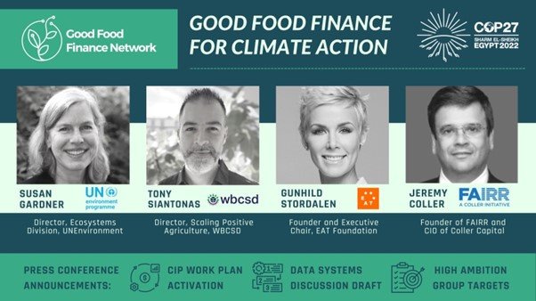 GFFN's partners <a href="/UNEP/">UN Environment Programme</a>, <a href="/EATforum/">EAT</a>, <a href="/wbcsd/">gj</a> and <a href="/FAIRRInitiative/">FAIRR Initiative</a> announced key progress and initiatives to flow finance into food systems transformation with the support of financial institutions. Watch the video from COP27 here now: goodfood.finance/2022/11/08/cop…