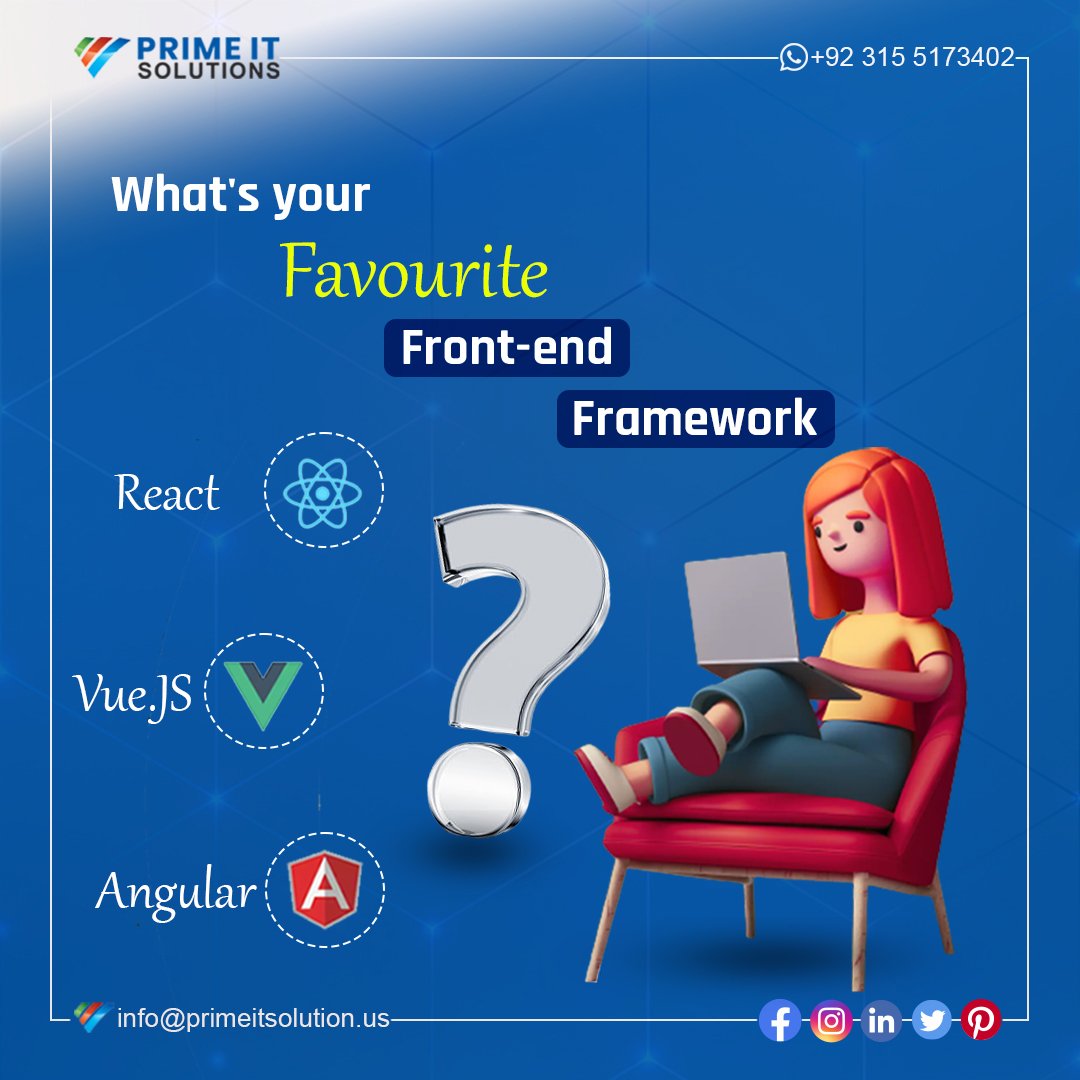 PrimeITSolutio3's tweet image. 💥Calling All #WebDevs💥
What&apos;s your go-to #FrontEndFramework for building sleek &amp;amp; modern websites? 💻
Share your favorites with the community! 🤗
#WebDevelopment #WebDesign #FrameworkLove #frontend #react #vuejs #angular💖