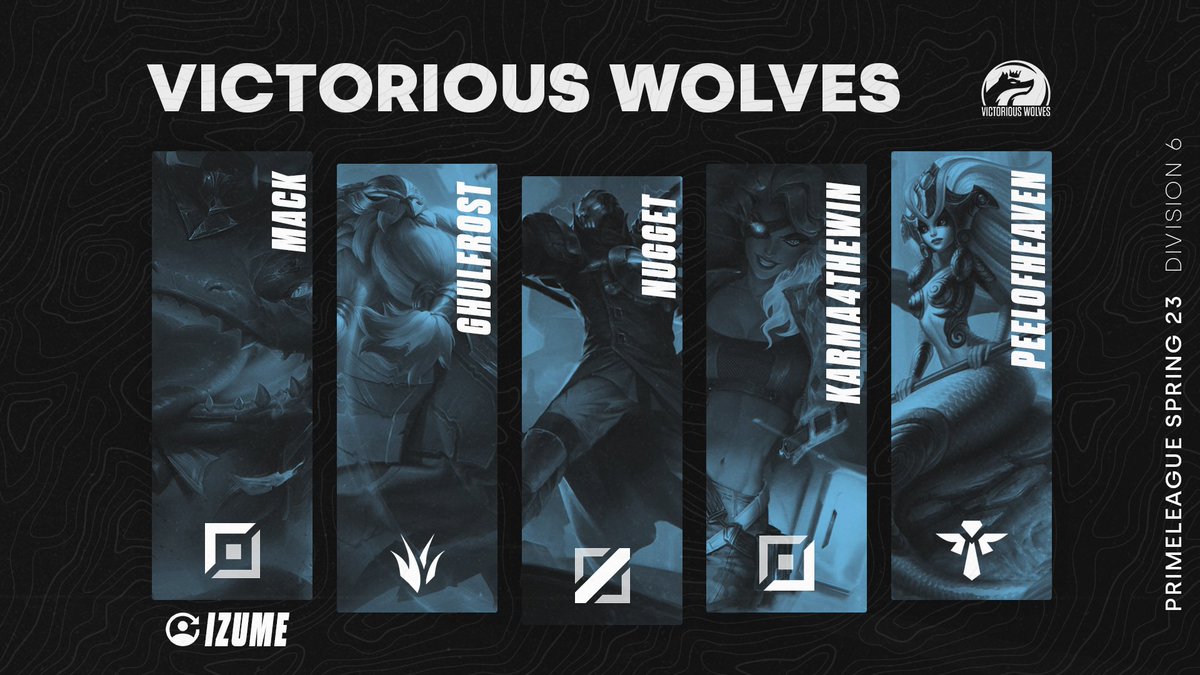 Man konnte sie gestern schon im Cast sehen, heute stellen wir sie offiziell auch vor: Die Victorious Wolves!

<a href="/Mack21LoL/">Mack</a> 
<a href="/Ghulfrost97/">Ghulfrost the lost</a> 
<a href="/_AngryNugget/">Angry Nugget</a> 
<a href="/Karma4TheWin/">VW Karma4TheWin</a> 
<a href="/PeelofHeaven/">PeelofHeaven</a> 
Sub: <a href="/VWIzume/">Izume / Thomas</a>
Coach: <a href="/Coach_Menian/">Menian</a> 

Willkommen in der 🐺Familie🥳

#ANNOUNCEMENT #LeagueOfLegends