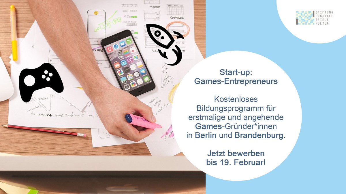 Finanzierung sichern, Zielgruppen erreichen, ein Team aufbauen und führen: Das und mehr lernen Teilnehmende unseres #GamesEntrepreneurs Programms in #Berlin und #Brandenburg. 🎮💡🚀

2- bis 5-köpfige Teams können sich jetzt bewerben:
➡️ t1p.de/txn5l
