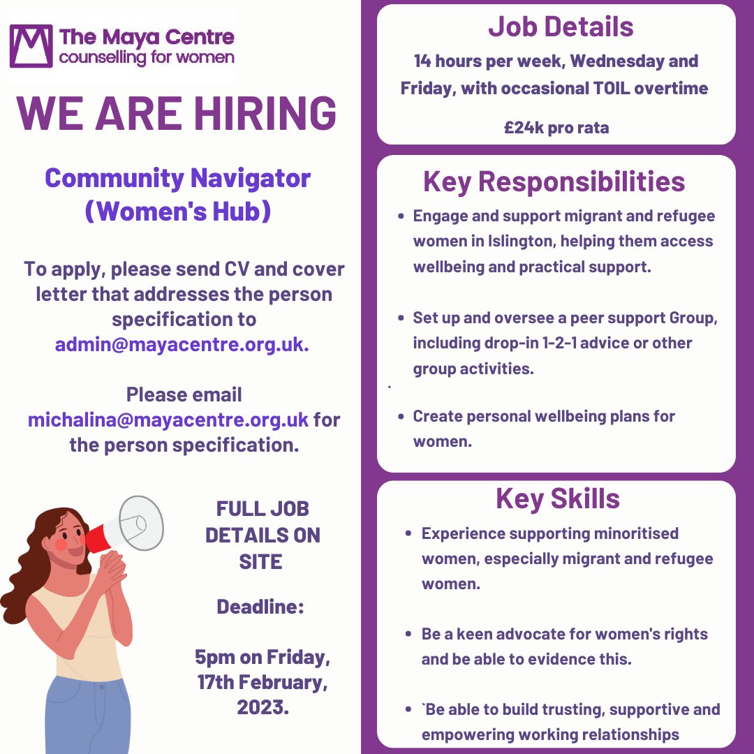 The Maya Centre on Twitter "🚨🚨WE'RE HIRING🚨🚨 We have two job roles