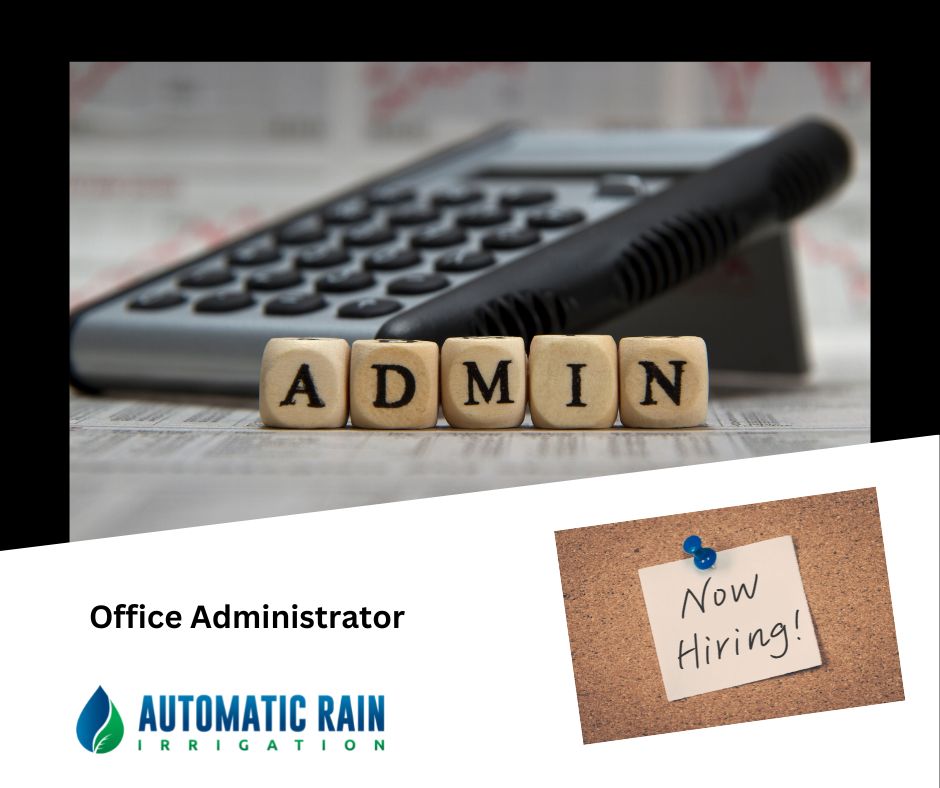 Automatic Rain in Lexington is looking for a full-time Office Administrator. The job consist of answering phones, responding to emails, scheduling, invoicing, and limited bookkeeping. Call 859-800-7473 if interested or share with someone looking for a great opportunity!