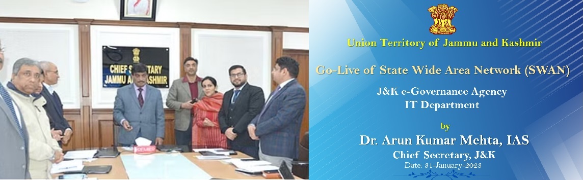 JandKeGovAgency's tweet photo. The long awaited JKSWAN project implemented by JaKeGA has been completed and inaugurated by Chief Secretary J&K on 31st of January 2023
@OfficeOfLGJandK
@GoI_MeitY
@_DigitalIndia
@NeGD
@diprjk
@alkesh12sharma
@AshwiniVaishnaw https://t.co/pAmO4vRwrm