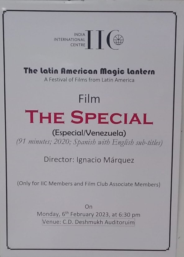 Embaveindia_ve's tweet photo. Nuestro cine sigue presente en India, en esta oportunidad con la película "Especial" de Ignacio Márquez en The Latin American Magic Lantern, Festival de Cine Latinoamericano en el Indian International Center en New Delhi.
#venezuelafilms https://t.co/rcpwFoMUC8