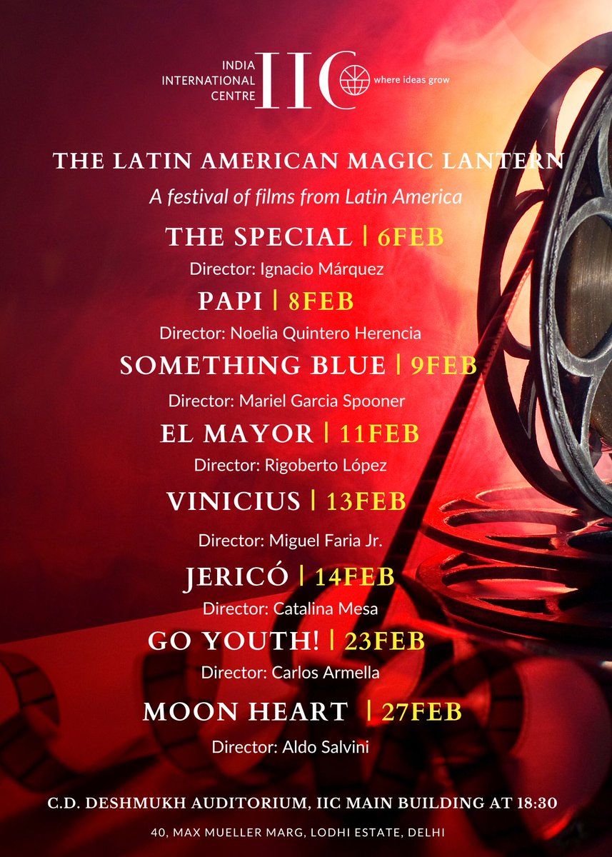 Embaveindia_ve's tweet photo. Nuestro cine sigue presente en India, en esta oportunidad con la película "Especial" de Ignacio Márquez en The Latin American Magic Lantern, Festival de Cine Latinoamericano en el Indian International Center en New Delhi.
#venezuelafilms https://t.co/rcpwFoMUC8