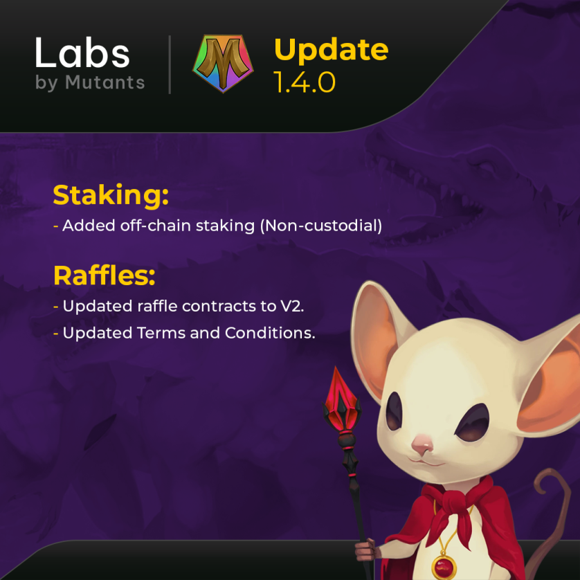 MutantNFTs's tweet photo. 🚨LABS UPDATE 🚨

Launching our new tool: off-chain staking (we are enabling it for two projects a day, soon your project will have it!)
Updated our contracts, expect to pay way fewer fees when raffling! 🤯

https://t.co/Bx8BOpOHJ4

#CardanoNFTs #CardanoADA #CardanoNFT https://t.co/lV9ee4WcHQ