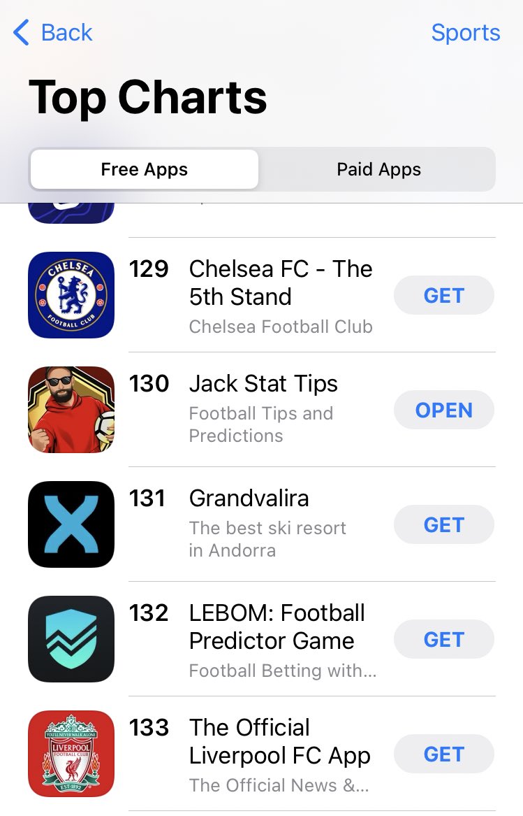 JackStatTips's tweet photo. Now I’m not competitive…. 🫤

But in the current apple iOS charts, we’re 1 spot below the Chelsea app…

Please help us beat Chelsea!!!

DOWNLOAD THE APP NOW 👇
https://t.co/56KstusfiJ

(Insert joke here about even Jack Stat beating Liverpool…. 😉) https://t.co/YkXjYRwvYx