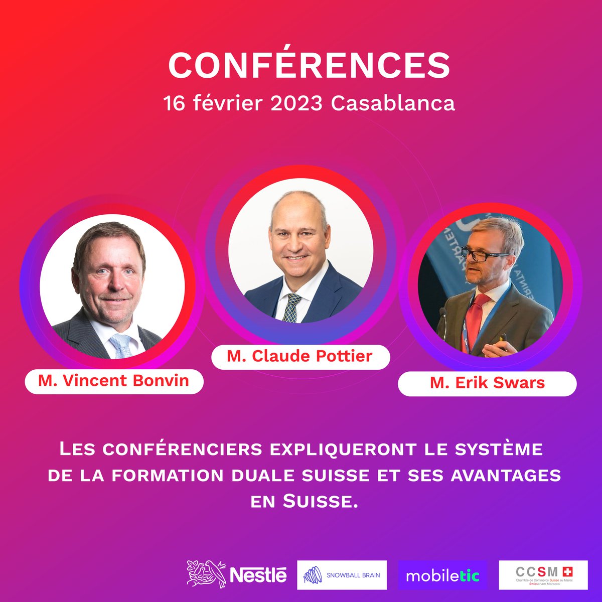 CCSMaroc's tweet photo. 📝Le lien du formulaire d'inscription: https://t.co/QUEiyX2jDK
#ccsm #mobiletic #hefp #bureaudesmetiers #suisse #maroc #formationduale #sdbb #csfo #snowballbrain #nestle https://t.co/Qv08S8JHyi