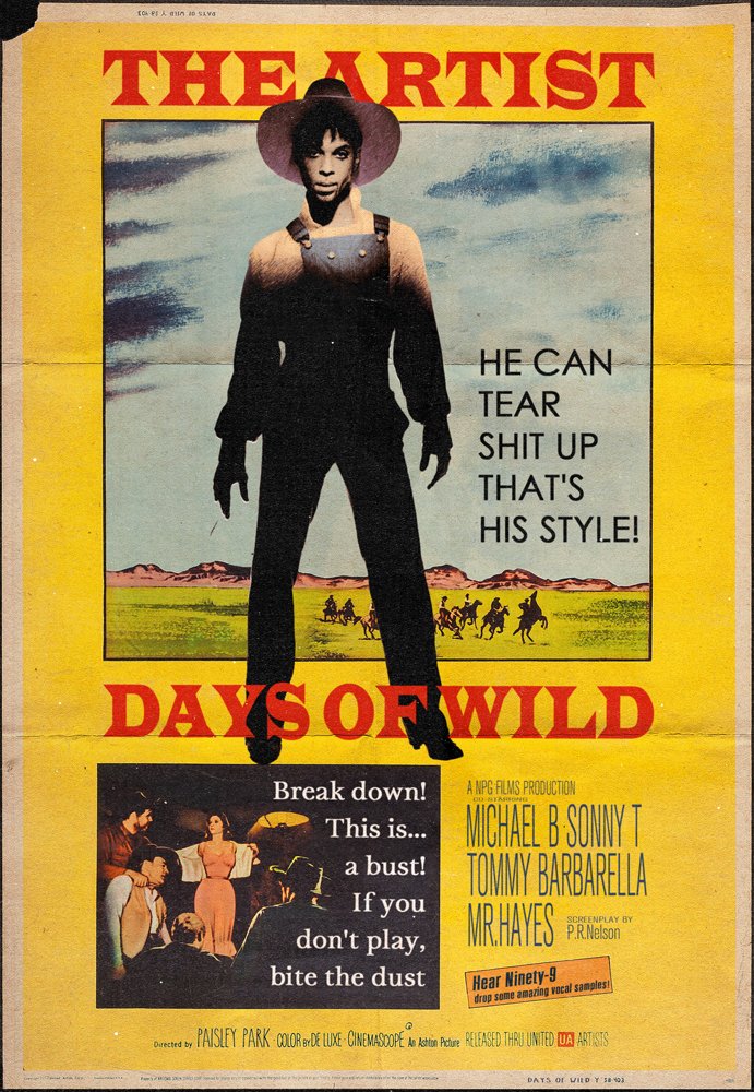 PrinceThread's tweet photo. All he while it's also still #ManicMovieMonday. Today a purple take take on a classic Western movie poster. Would you go and see #DaysOfWild if it were a movie? https://t.co/1byF6DNibY