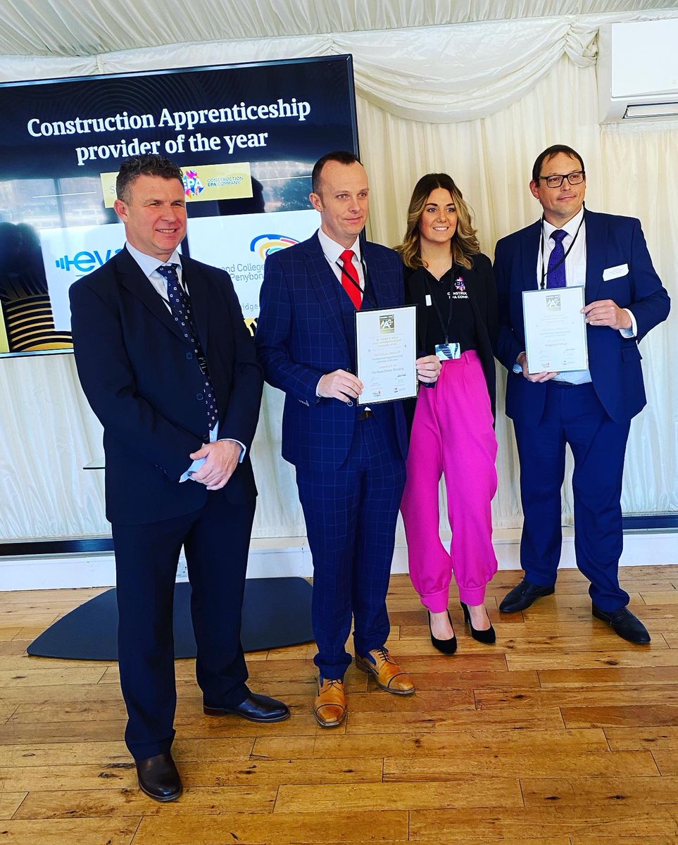 Mathwills's tweet photo. Fantastic start to #apprenticeshipweek celebrating @BridgendCollege being shortlisted for the #AACAwards Construction Apprenticeship Provider of the Year! https://t.co/tQoNK7txaI