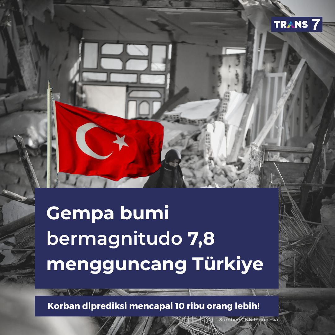 TRANS7's tweet photo. #PrayForTurkey 🙏🏼
Getaran gempa M 7,8 yang melanda Selatan Turki pada Senin, (6/2/2023) pagi nyatanya tak hanya terasa di wilayah Timur Tengah dan Eropa. Bahkan, guncangan juga terasa hingga Greenland.
Sumber: @CNNIndonesia &amp; @CNBCIndonesia

#InfonyaMin https://t.co/e5Pk5Do1AN