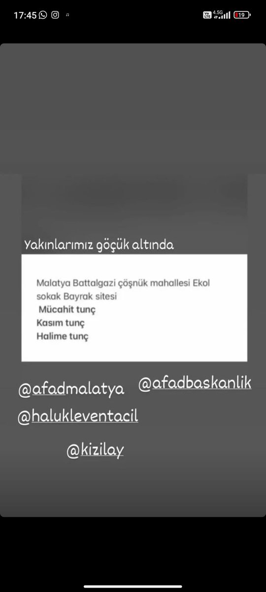 hatipogluemir__'s tweet photo. mücahit tunç
Kasım tunç
Halime tunç
Malatya Battalgazi çöşnük mahallesi Ekol sokak bayrak sitesi.Enkaz altında haber alınamıyor.lutfen yayalım #deprem #malatya #malatyadeprem #yardim #enkaz #afad #turkiye #enkazaltındayım #enkazdayim #ENKAZALTİNDAYİM @AFADBaskanlik @MalatyaBelTr https://t.co/IfTJhiledq