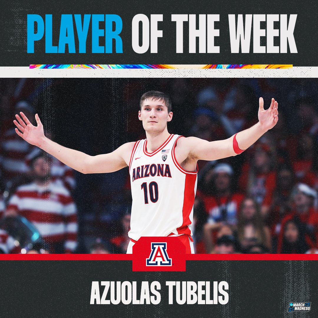 MarchMadnessMBB's tweet photo. 🏆 Weekly Awards from @TheAndyKatz! 

Team of the Week: Saint Mary's
Player of the Week: Azuolas Tubelis https://t.co/pgu6EvwqLu