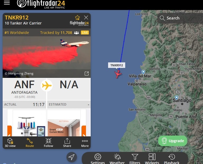 fotogato's tweet photo. @CentralCBS En camino a apoyar a nuestros brigadistas en la extinsion de los incendios el SUPER AVION TANK , Ya salio de Antofagasta https://t.co/5cC9f95v3E