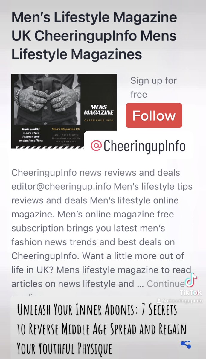 cheeringup's tweet photo. Unleash Your Inner Adonis: 7 Secrets to Reverse Middle Age Spread and Regain Your Youthful Physique https://t.co/TMaCnhXTlv #MiddleAgeSpread #MensMag #Lifestyle #CheeringupInfo #CheeringupTV https://t.co/YNBomBQAb4