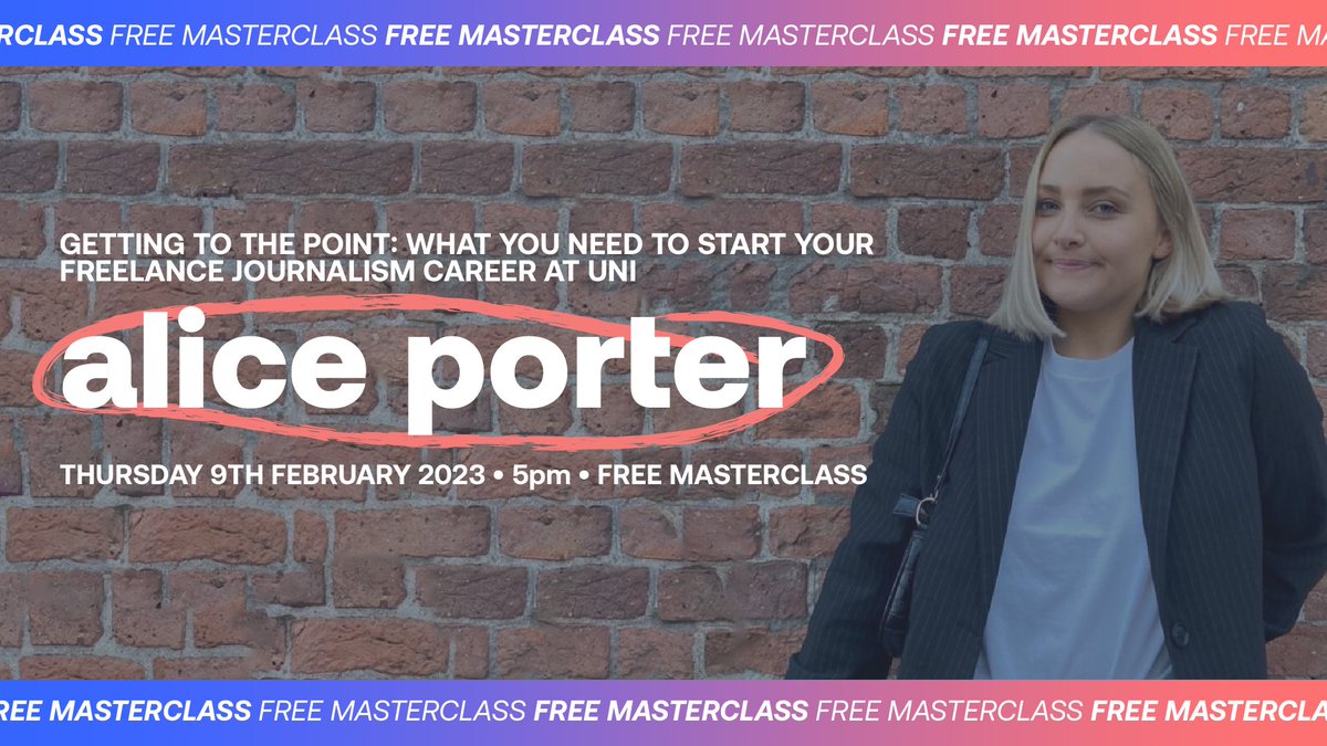 UnderPinned (@underpinnedapp) on Twitter photo Calling all journalism students! 📢
This is your final chance to sign up for a FREE masterclass with <a href="/alicemayporter/">Alice Porter</a> this evening to discuss how to kick-start your journalism career 😎
Register for free 👉us06web.zoom.us/meeting/regist… Calling all journalism students! 📢
This is your final chance to sign up for a FREE masterclass with <a href="/alicemayporter/">Alice Porter</a> this evening to discuss how to kick-start your journalism career 😎
Register for free 👉us06web.zoom.us/meeting/regist…
