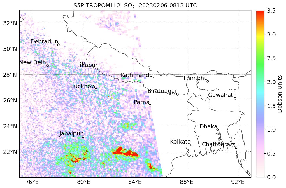 Impressive #SulfurDioxide (#SO2) plumes observed by both #Sentinel5P #TROPOMI and #gk2GEMS (#Geostationary Environment Monitoring Spectrometer) over East #India today (2/6) in an area of active coal fired #powerplant and #coalmine operations.