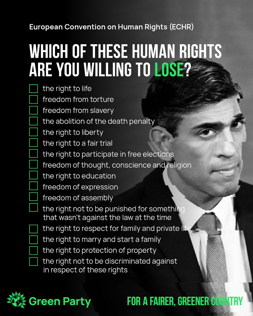 🚨 Rishi Sunak and Suella Braverman want to take us out of the ECHR which would leave us in the same company as Russia and Belarus.

Which of these human rights are you willing to lose?