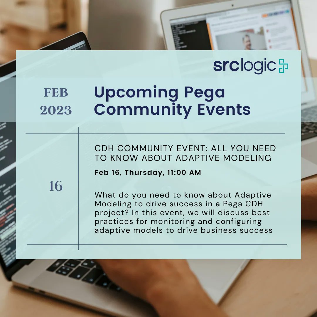 srclogic's tweet photo. Here are the upcoming Pega community events! Link to register: https://t.co/m4nxUyoi35 #Pega #srcLogic #lowcode #technology #consulting #software #PegaCommunity #DecisioningArchitect #AdaptiveModeling #technicalconsulting https://t.co/KZjQ1qpjqg