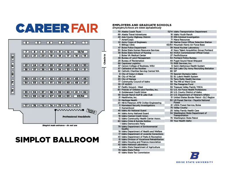 The spring career fair is now officially Boise State's biggest career fair ever with 176 employers including companies, government agencies, and nonprofits. We'll see you this Wednesday! buff.ly/2NrcQIP #BoiseStateCareerFair #BeyondBoiseState